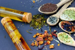 assortment of herbs and oils